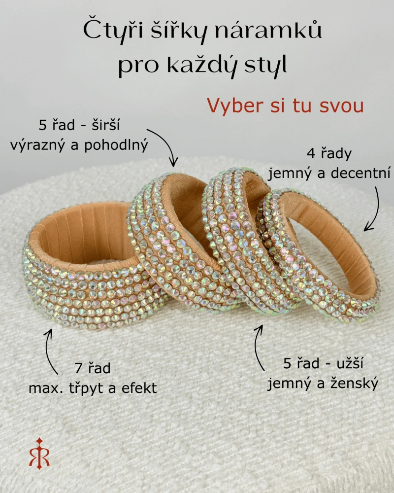 Náramek BOŽSKÁ ZÁŘE - 7 řad kamínků