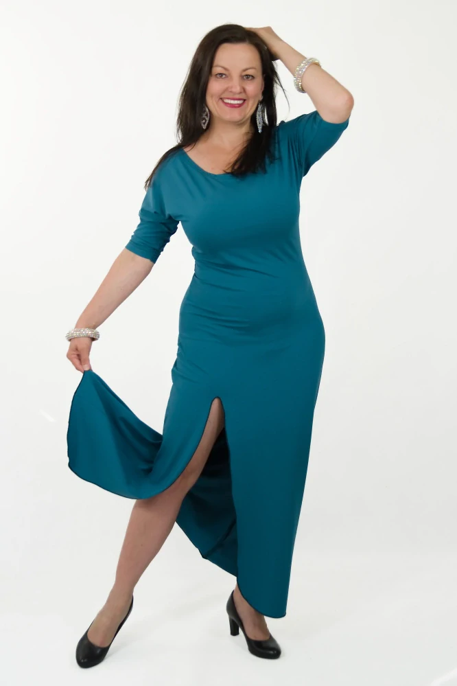 JSEM BOŽSKÁ - šaty dlouhé petrolejové